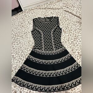 BCBGMAXAZRIA Black and Cream Patterned Sweater